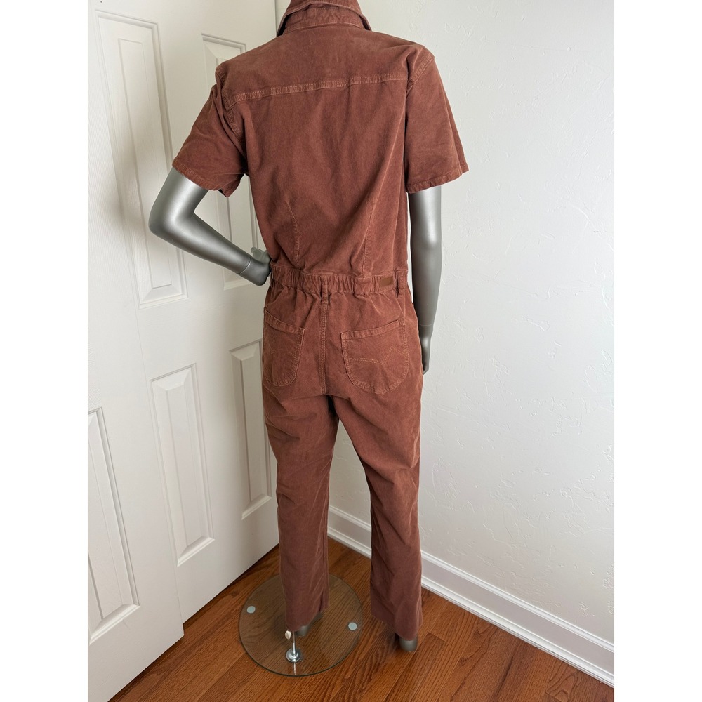 Cleo + Wolf Corduroy Jumpsuit Rust Brown Utility Short Sleeve Medium - Picture 9 of 11